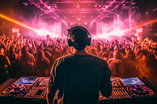 DJ and crowd with lights